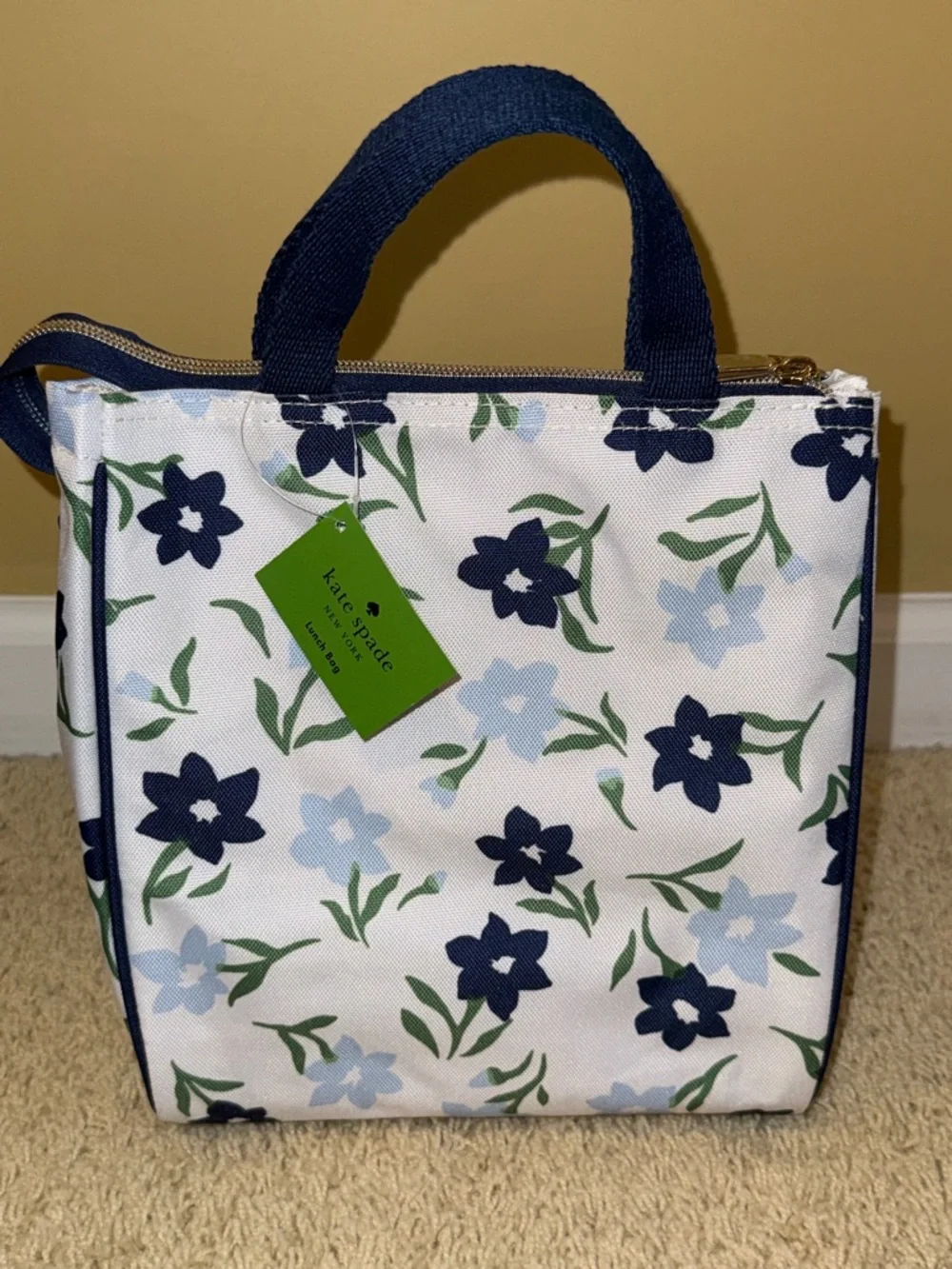 kate spade Floral Lunch Bag Tote in Navy, Light Blue & Green - Picture 2 of 12